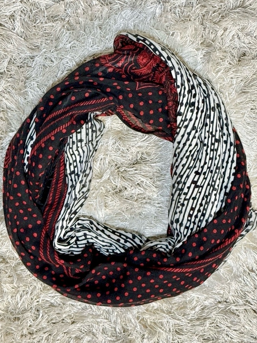 BP Boho Red Black Lightweight Scarf Wrap Shawl Mixed Print Nordstrom - Picture 3 of 13